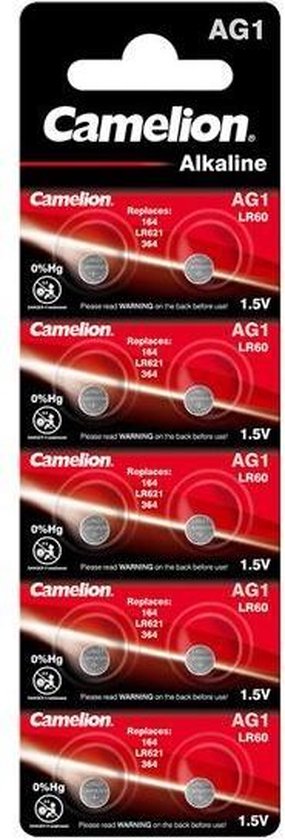 Camelion AG1-BP10 Alkaline knoopcel batterij - LR60/LR621/364 - Blister van 10