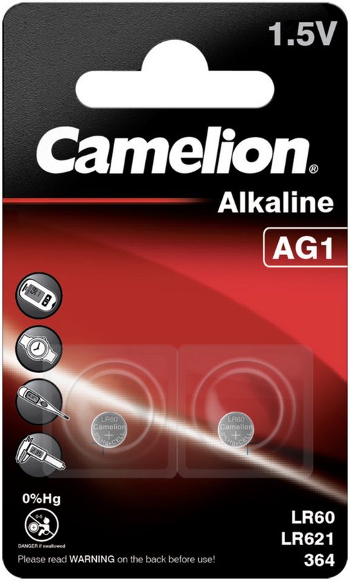 LR60 Knoopcel Alkaline 1.5 V 14 mAh Camelion AG1 2 stuk(s)