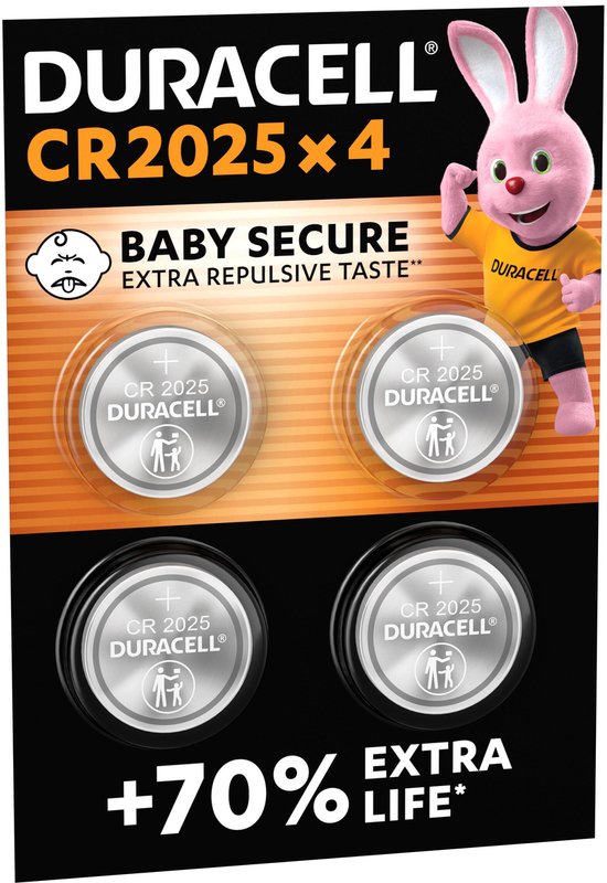 Duracell 2025 Lithium-knoopcelbatterijen - 3V, CR2025 - 4 stuks