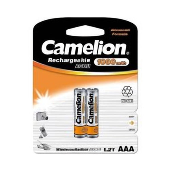 Camelion Oplaadbare AAA Batterijen NiMH 1000mAh – 2 Stuks – NH-AAA1000BP2 – Milieuvriendelijk & Herbruikbaar