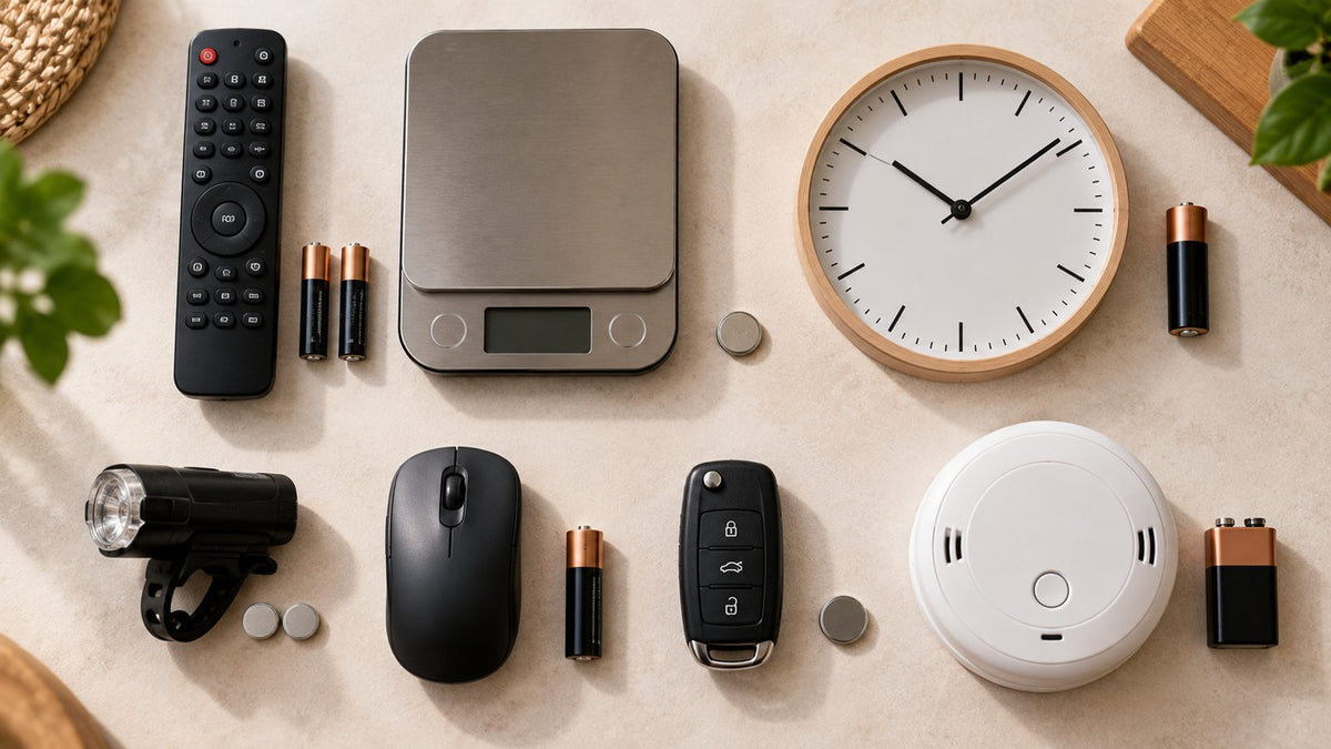 Huishoudtoestellen met telkens de bijhorende batterij ernaast