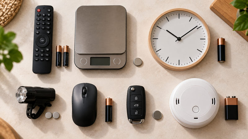 Huishoudtoestellen met telkens de bijhorende batterij ernaast