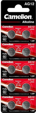 Camelion AG12-BP10 Alkaline knoopcel batterij - LR43/LR1142/386 - Blister van 10