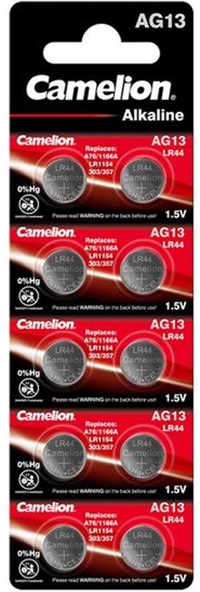 Camelion AG13-BP10 Alkaline knoopcel batterij - LR44/LR1154/357 - Blister van 10