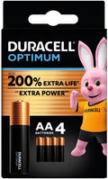 Duracell Optimum AA-batterijen (4 stuks), 1,5V-alkaline batterijen, LR6 MX1500