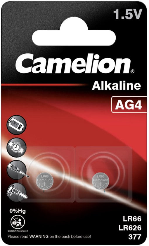 Camelion LR66 Knoopcel Alkaline 1.5V – 2 Stuks – 20mAh – AG4 Batterijen voor Kleine Elektronica