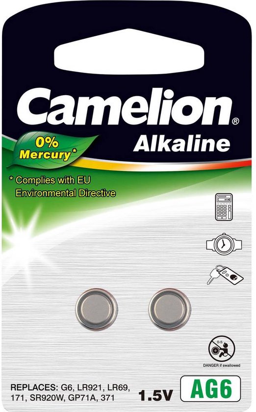 LR69 Knoopcel Alkaline 1.5 V 25 mAh Camelion AG6 2 stuk(s)