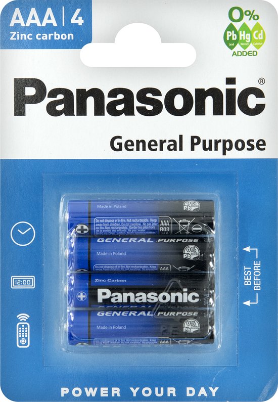Panasonic AAA Zinc Carbon General Purpose | 4 stuks