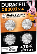 Duracell 2032 Lithium-knoopcelbatterijen - 3V, CR2032 - 4 stuks
