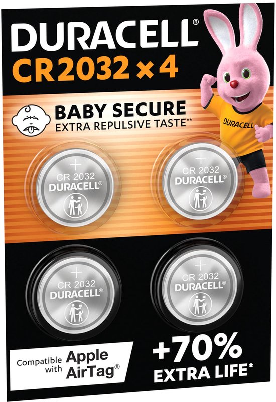 Duracell 2032 Lithium-knoopcelbatterijen - 3V, CR2032 - 4 stuks