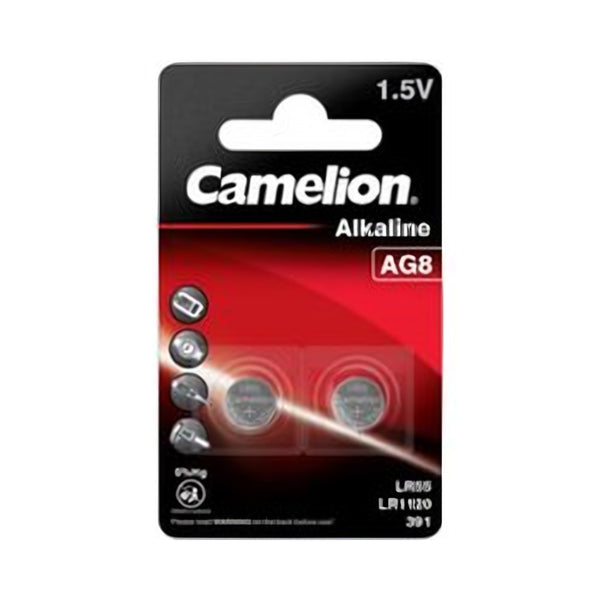 Camelion AG8 / LR55 / LR1121 / 391 Alkaline Batterijen – 1.5V – BP2 – 2 Stuks